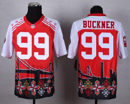 Nike 49ers #99 DeForest Buckner Red Men's Stitched NFL Elite Noble Fashion Jersey - Click Image to Close